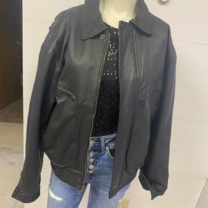CONTEXT LEATHER BOMBER JACKET MEDIUM